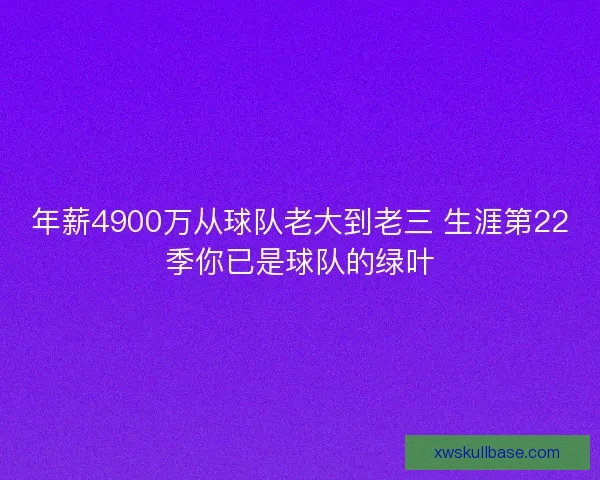 年薪4900万从球队老大到老三 生涯第22季你已是球队的绿叶